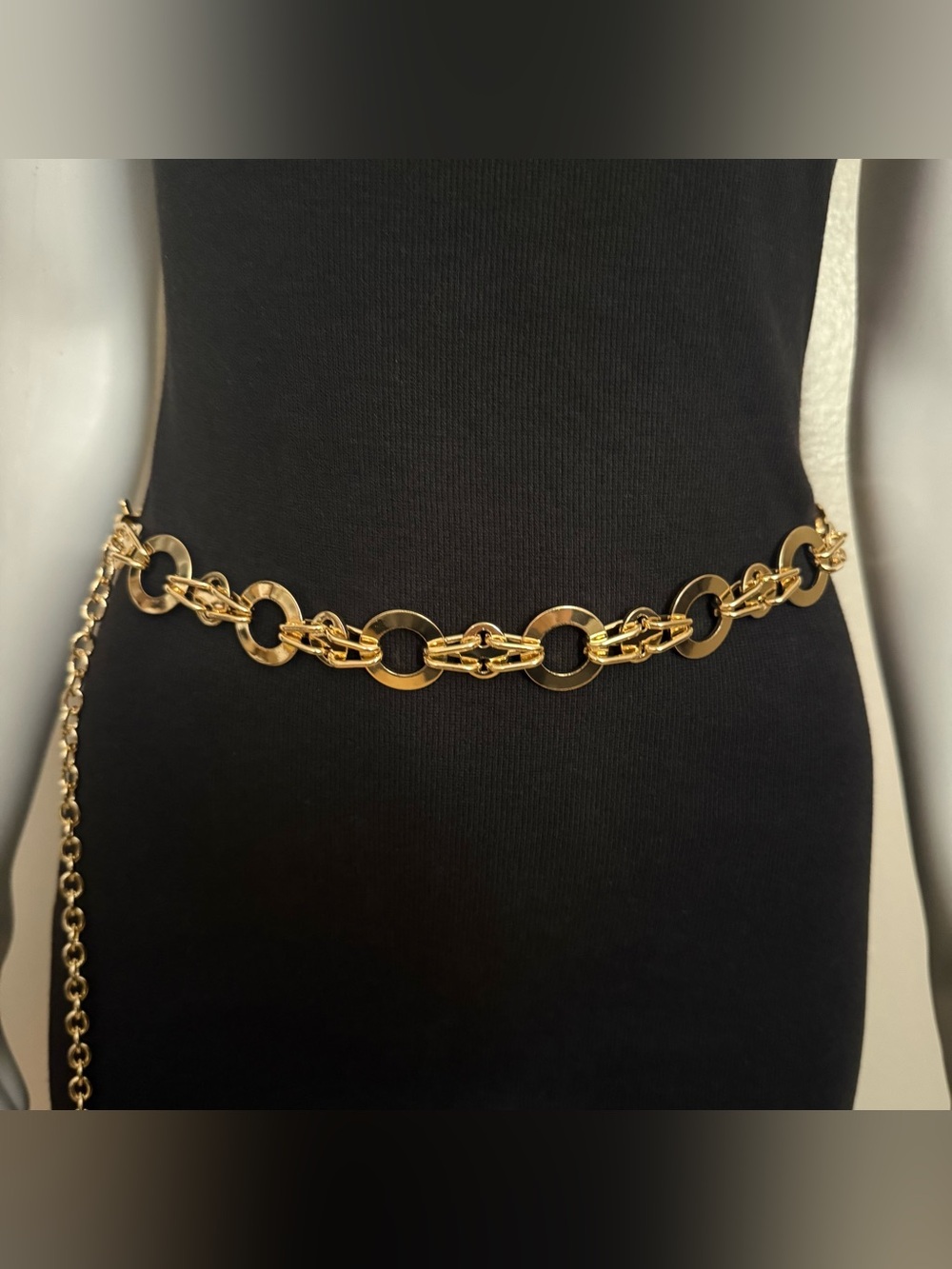 Gold tone metallic chain belt